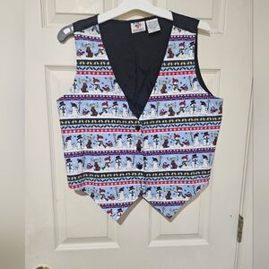 Vintage 90s Christmas Scrapbook Vest,Snowman Mary Englebreit Vest, 90sChristmasL
